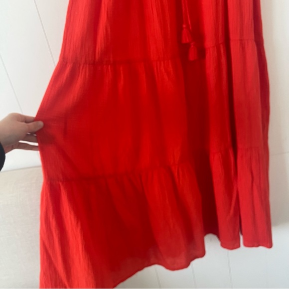 J. Crew Orange Tiered Ruffled Beach Maxi Dress Size Small - Picture 7 of 16